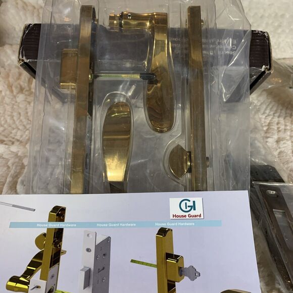 House Guard Hinged Patio Door Handle System (Brass) - Picture 11 of 12